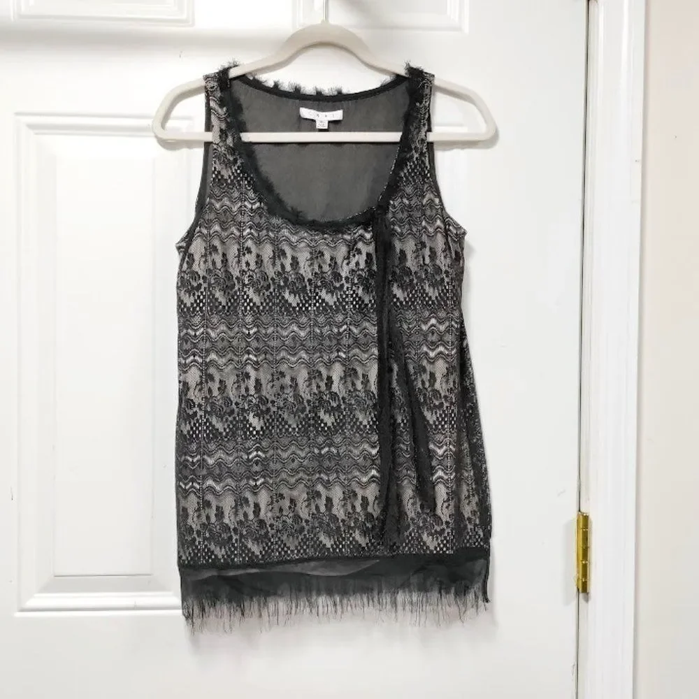 CAbi Women's Emily Black Lace Overlay Bow Sleeveless Top Blouse Size S - Picture 1 of 5